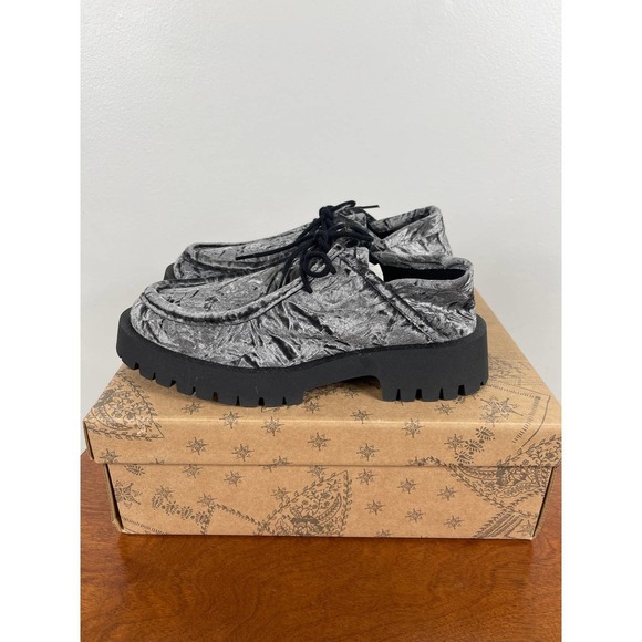 Free People Crushed Velvet Loafers in Gray and Black - Picture 4 of 10